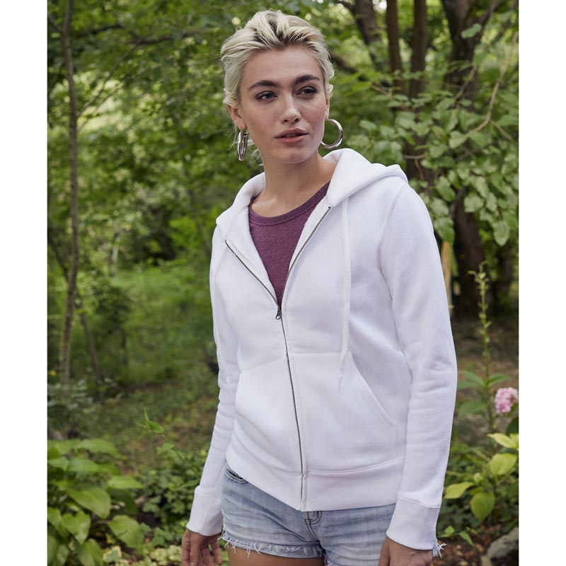 Women's premium 70/30 hooded sweatshirt jacket - White XS